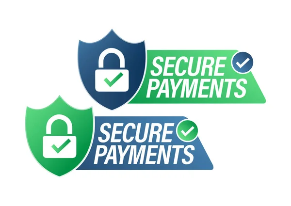 Secure Payment Vector Icon Set Mit Pad Lock Grün Und — Stockvektor