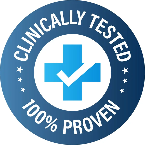 Clinically Tested 100 Proven Vector Icon Cross Tick Mark Blue — Stock Vector