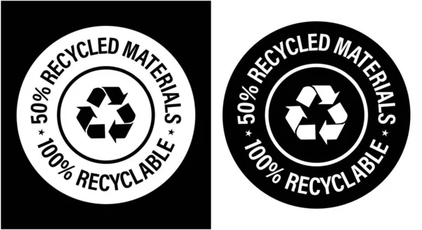 Gerecycleerde Materialen 100 Recycleerbare Vectoricoon Set — Stockvector