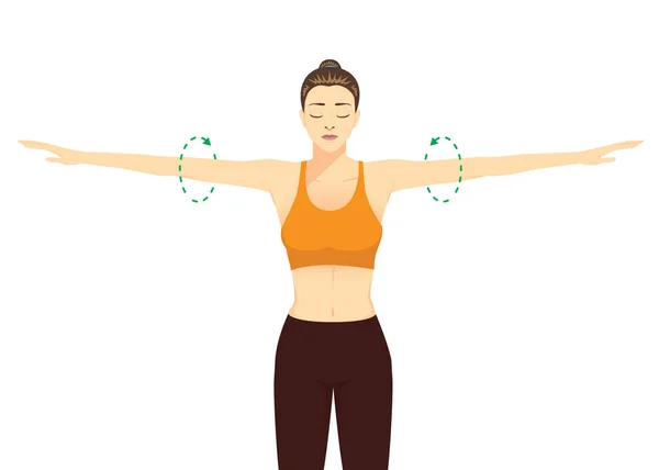 Sport Woman Doing Exercise Big Arm Circles Posture Warm Rotation imagem  vetorial de solar22© 537172520