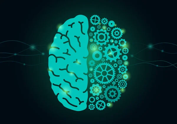 Brain Gears Concepts Human Brain Work Technology Style Illustration Health - Stok Vektor