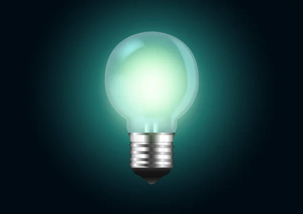 Led Light Bulb Glows Dark Green Tone Concept Illustration Ideas — Stock Vector