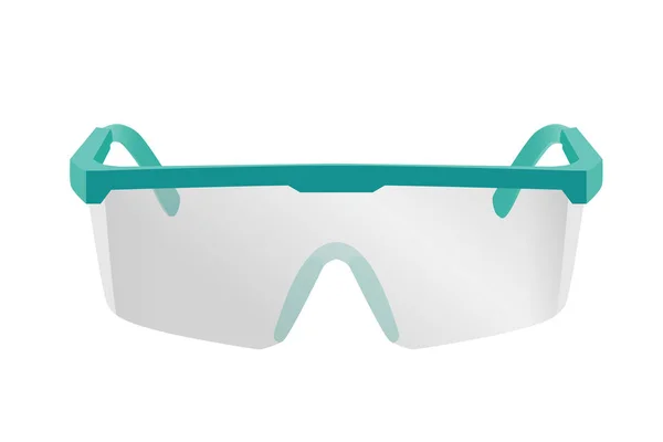 Очки Безопасности Представляют Собой Прозрачные Линзы Зеленой Рамкой Защиты Глаза — стоковый вектор