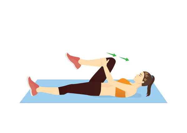 Mulheres Fazendo Exercícios Musculares Relaxantes Com Único Joelho Para Postura — Vetor de Stock