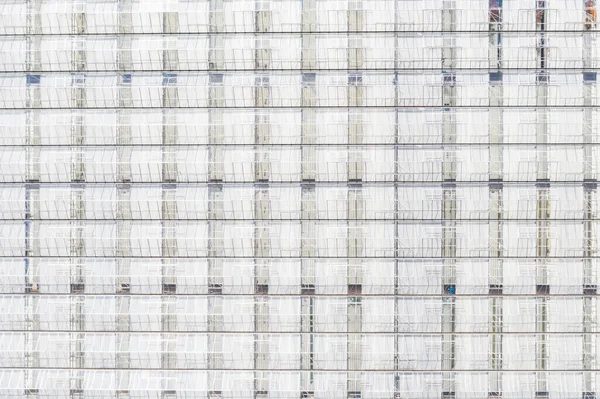Luftaufnahme Großer Industrieller Gewächshäuser Glasstruktur Rahmen — Stockfoto