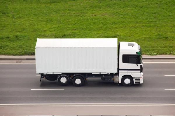 Vrachtwagen Witte Kleur Gaan Weg — Stockfoto