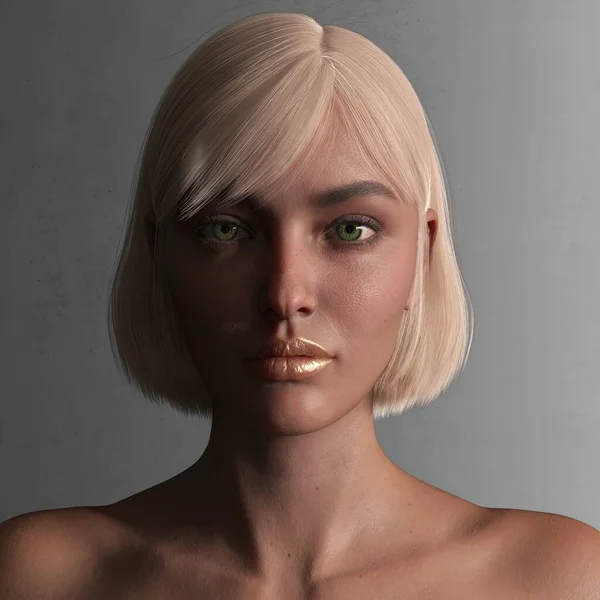 Belleza Del Primer Plano Muchacha Generada Por Ordenador Renderizado Retratos Imágenes De Stock Sin Royalties Gratis