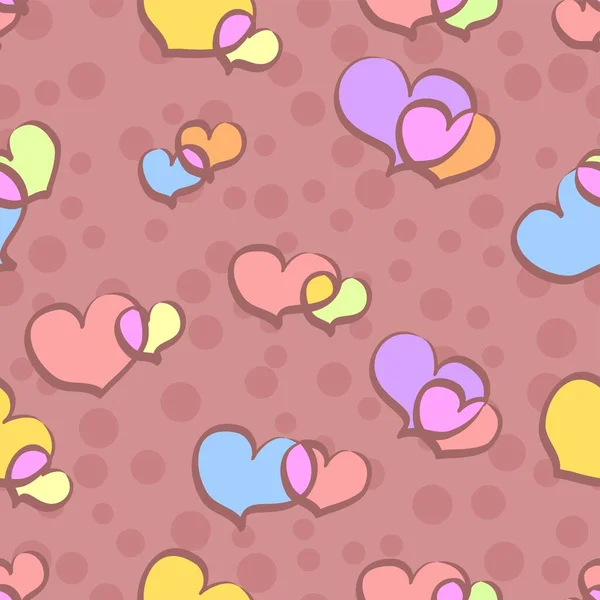 Mignon Motif Répétition Vectoriel Double Coeur Multicolore Pastel Sur Fond — Image vectorielle