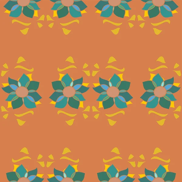 Terrakotta Und Türkis Vektor Wiederholen Florales Muster — Stockvektor