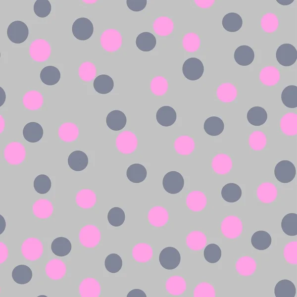 Cute Polka Dots Vector Repeat Pattern Bright Candy Pink Charcoal — Stock Vector