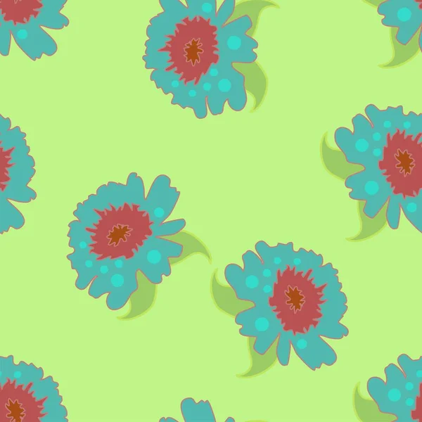 Turquesa Verde Lima Vector Floral Patrón Repetible Sin Costuras Con — Vector de stock