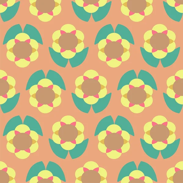 Sarı, turuncu ve yeşil desenli şirin çiçek desenli grafik vektörler.