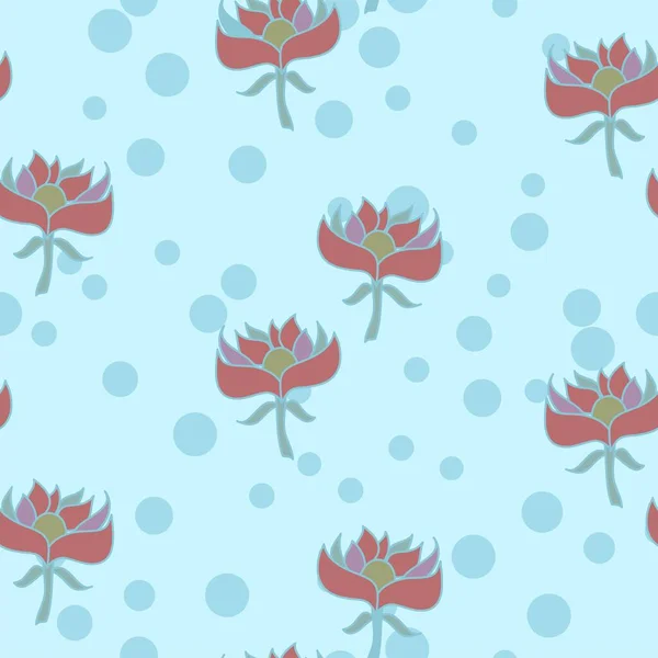 Schattig Fris Vector Naadloos Bloemen Polka Dot Patroon Gedempt Roze — Stockvector