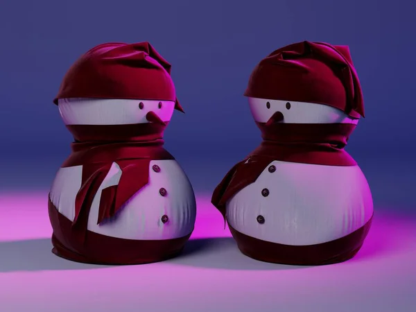 Изображение снеговика на однородном фоне, 3D рендеринг Лицензионные Стоковые Изображения