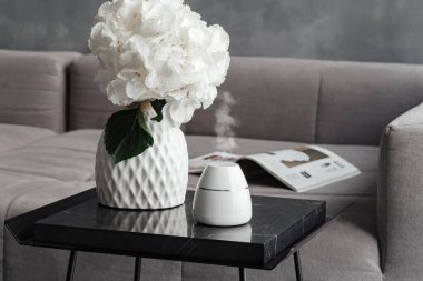 Kahve sehpasında çalışan, gerekli yağlı temizlik ve aroma havası olan, fotokopi alanı olan iş yeri