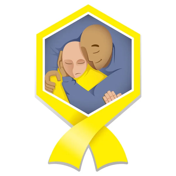 支持和认识帮助人们防止自杀的信息 黄色的九月 黄色的带子 理想的教育和宣传材料 — 图库矢量图片