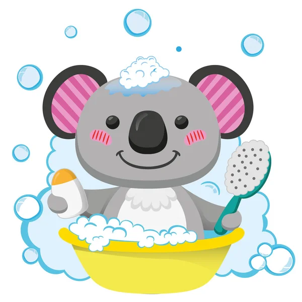 Mascotte Koala Illustration Prendre Bain Dans Une Baignoire Eau Idéal — Image vectorielle