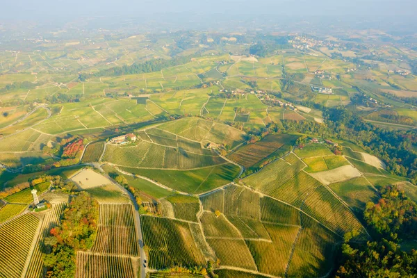 Vue Aérienne Des Vignobles Région Vallonnée Langhe Piémont Italie Nord — Photo