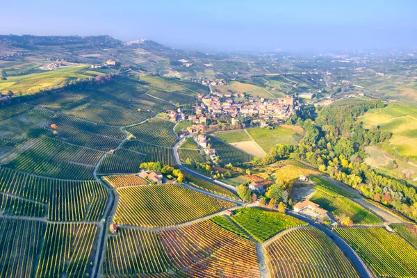 Vue Aérienne Des Vignobles Région Vallonnée Langhe Piémont Italie Nord — Photo