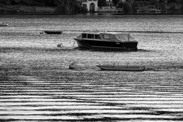 Leisure Boats Moored Lake Orta Small Lake Alpine Origin Piedmont — Stock Photo, Image