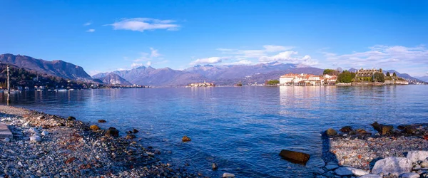 Widok Słynną Wyspę Borromean Nad Jeziorem Maggiore Widok Wybrzeży Stresa — Zdjęcie stockowe