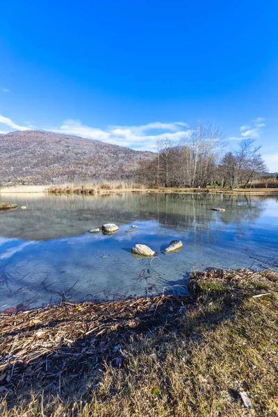 Winterblick Auf Den Mergozzo See Kleiner See Der Nähe Des — Stockfoto