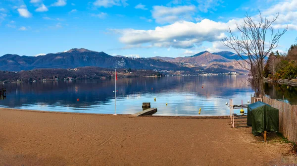 Lake Orta Winter Panorama Beach Minicipality Gozzano Novara Province Small — Stock Photo, Image