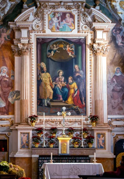 Main Altar Church Santa Caterina Del Sasso Monastery Built 1170 — Stock Photo, Image