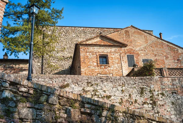 Vista Para Aldeia Pietra Giorgi Zona Montanhosa Oltrepo Pavese Está — Fotografia de Stock