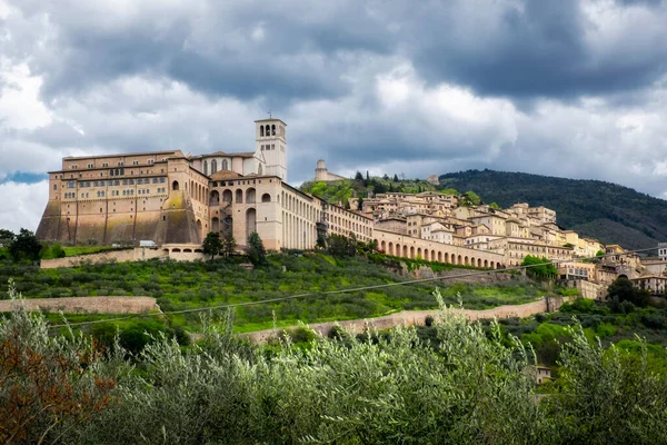 Panorama Assisi Italien Umbrien Regionen Hämtad Från Den Omgivande Landsbygden — Stockfoto