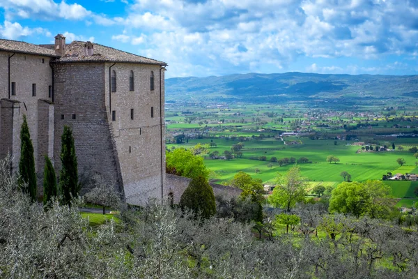 Panorama Delle Antiche Case Della Campagna Che Circondano Città Assisi — Foto Stock