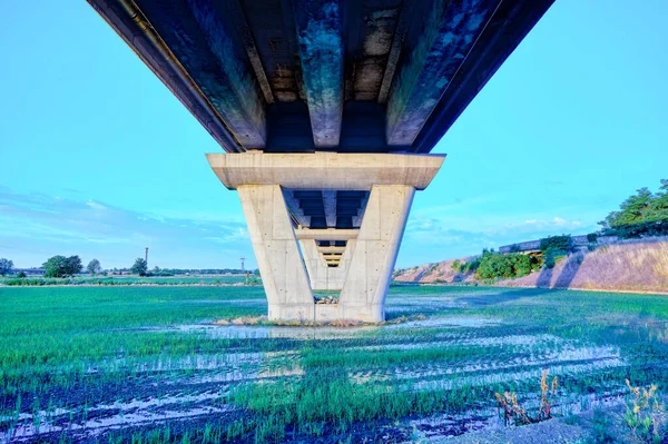 Detail Bridge Pilon Paddy Field City Novara Piedmont Northern Italy — Stock Photo, Image