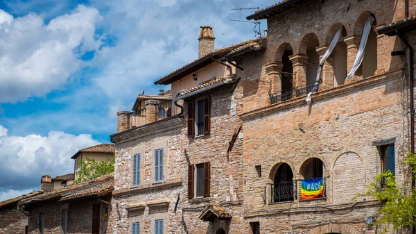 Palazzi Antichi Facciate Nella Città Assisi Regione Umbria Italia Centrale — Foto Stock