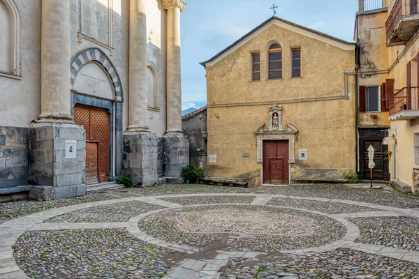 Utsikt Över Kyrkor Fasader Triora Liten Antik Liguriska Regionen Norra — Stockfoto