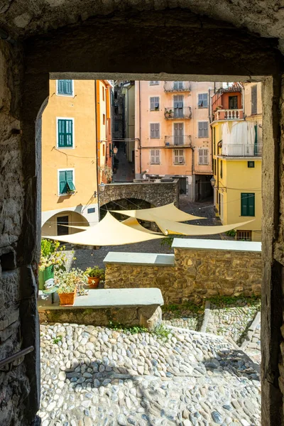 Uitzicht Het Oude Stadscentrum Van Castel Vittorio Het Een Klein — Stockfoto