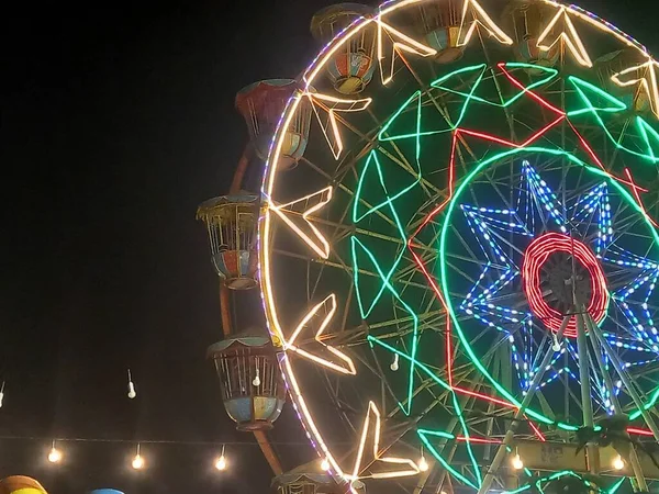 Lights Windmill Ride New Year Eve — Fotografia de Stock