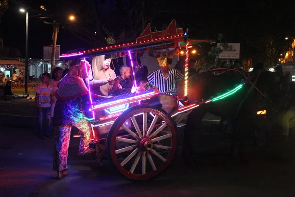 Medan Indonesia July 2022 Traditional Horse Carriages Called Delman Decorated — Stock Photo, Image