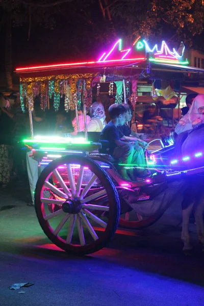 Medan Indonesia July 2022 Traditional Horse Carriages Called Delman Decorated — Stock Photo, Image