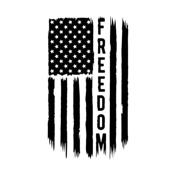 Amerikanische Flagge Vektor Illustratio Flagge Mit Text Freedom Shirt Design — Stockvektor