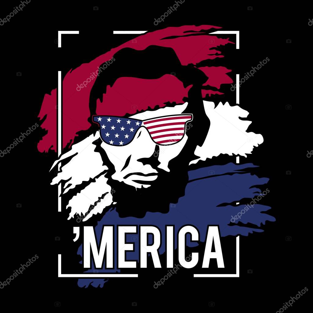Merica - 4t of July - Abraham Lincoln - American Design Illustration