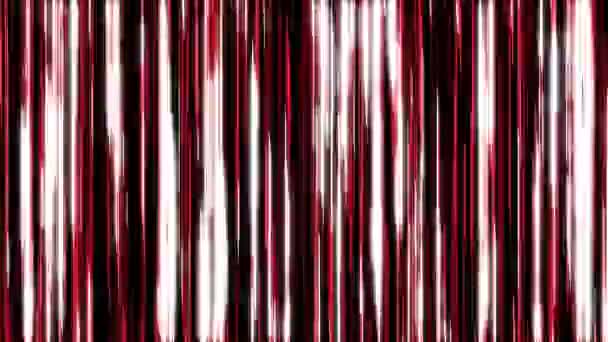 Animované pozadí s pohyblivými svislými čárami v červené s lesklými a střídavými pruhy. Barevné pruhy střídají s černou a bílou — Stock video