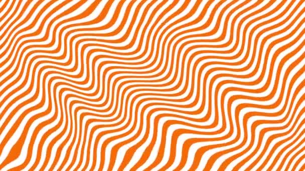 Абстрактная анимация волнистых движущихся блестящих оранжевых линий, расположенных по диагонали на белом фоне — стоковое видео