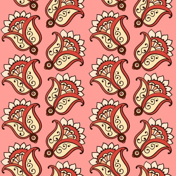 Illustration raster seamless paisley pattern with patterns on a pink background — Stock Photo, Image