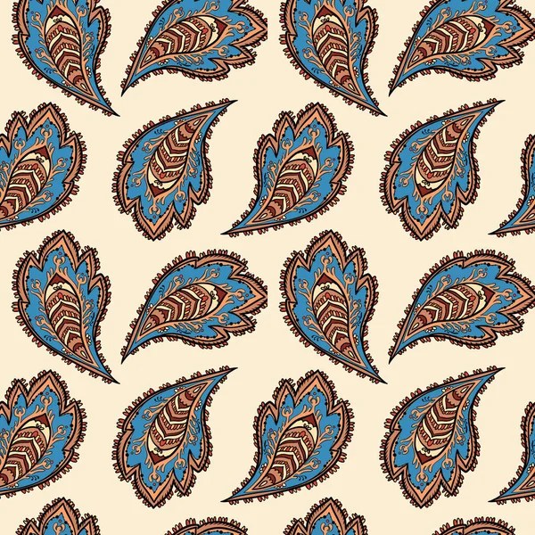 Illustration raster seamless paisley pattern with patterns on a yellow background — Stockfoto