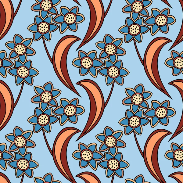 Illustration raster seamless paisley pattern with patterns on a blue background — Foto de Stock