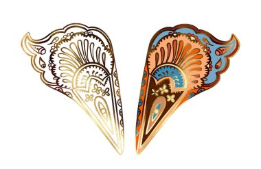 Beyaz izole edilmiş arkaplan üzerindeki renklendirme sayfaları için renk ve siyah ve beyaz versiyonu üzerine resim raster ögesi desenleri