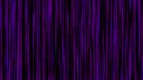 Animated background with moving vertical lines in purple with shining and alternating stripes. Colored stripes alternate with black — стоковое видео