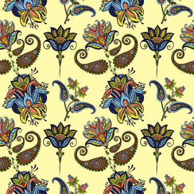 Sarı arka planda desenleri olan desensiz desenli resim raster.