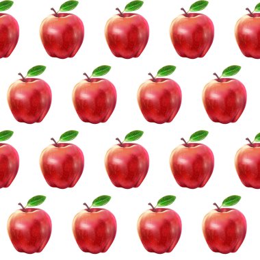 Resimlerin gerçekçiliği, beyaz izole bir arkaplanda elmanın kırmızı rengidir.