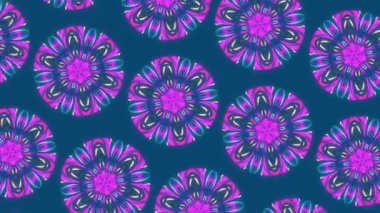 Animasyon hareketi ve dönüş mandalaları koyu mavi arka planda parlak leylak renginde